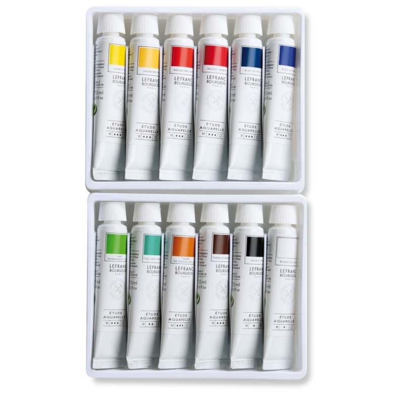 LEFRANC & BOURGEOIS Studio Aquarellfarben-Sets, 12 x 10 ml, Set