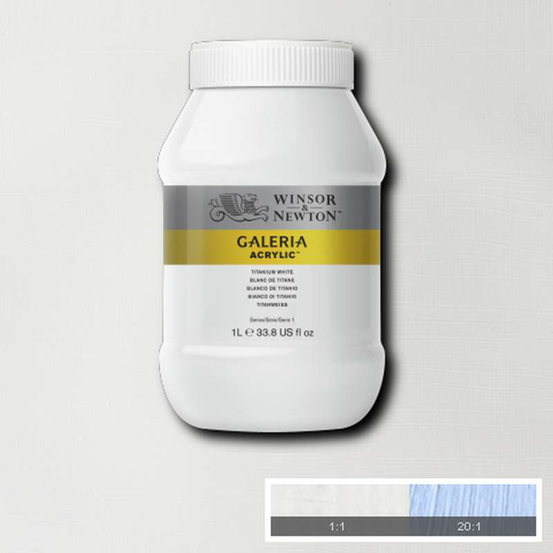 WINSOR & NEWTON GALERIA ACRYLIC Acrylfarbe, einzeln, 1000-ml-Flasche, Titanweiß