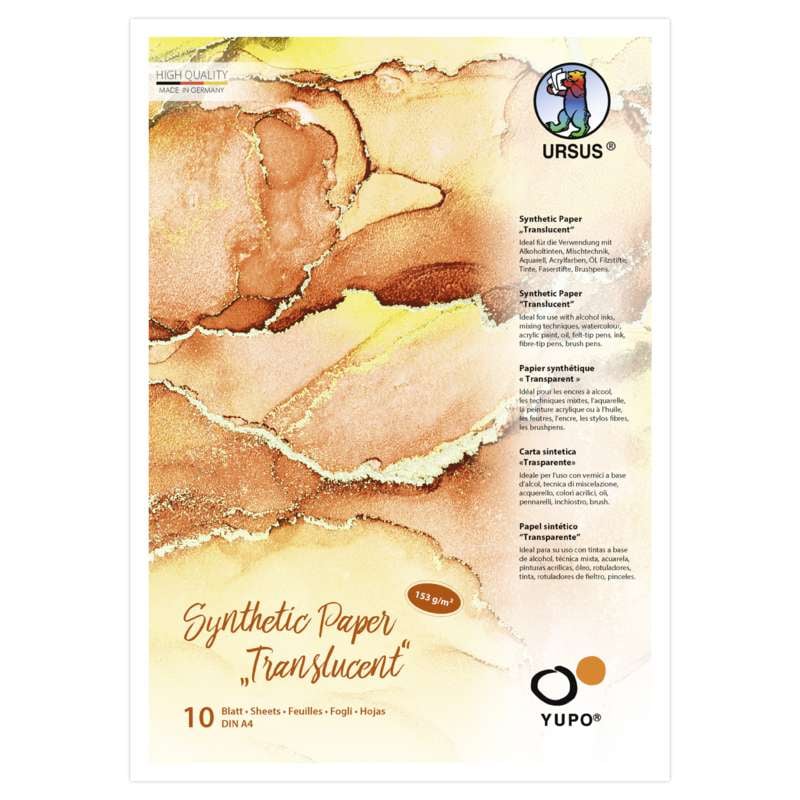 URSUS Synthetic Paper "Translucent", transparentes Papier, 21 cm x 29,7 cm, DIN A4, 153 g/m², glatt, Block (1-seitig geleimt)