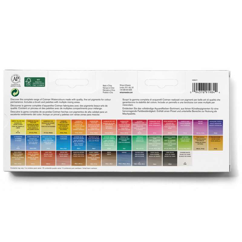 WINSOR & NEWTON Cotman Studio Aquarellfarben-Set, 46-teilig