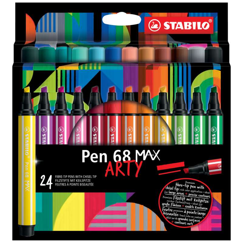 STABILO ARTY Pen 68 MAX-Sets, 24er Etui, 1-5 mm, Keilspitze