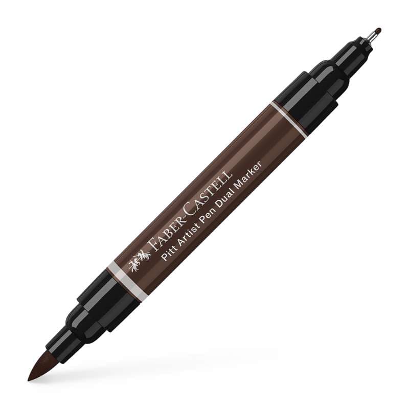 FABER-CASTELL Pitt Artist Pen Dual Marker Tuschestift, einzeln, Sepia dunkel