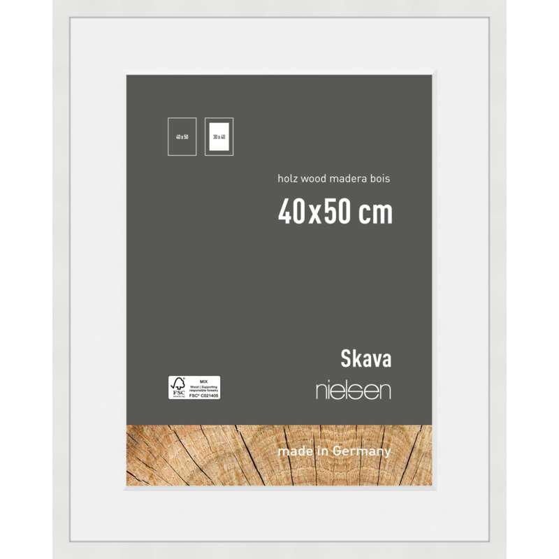nielsen Skava Wechselrahmen, Weiß, 40 cm x 50 cm, Passepartoutausschnitt 30 cm x 40 cm