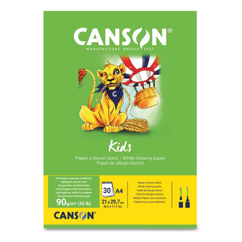 CANSON Kids Zeichenpapier, 21 cm x 29,7 cm, DIN A4, 90 g/m², fein