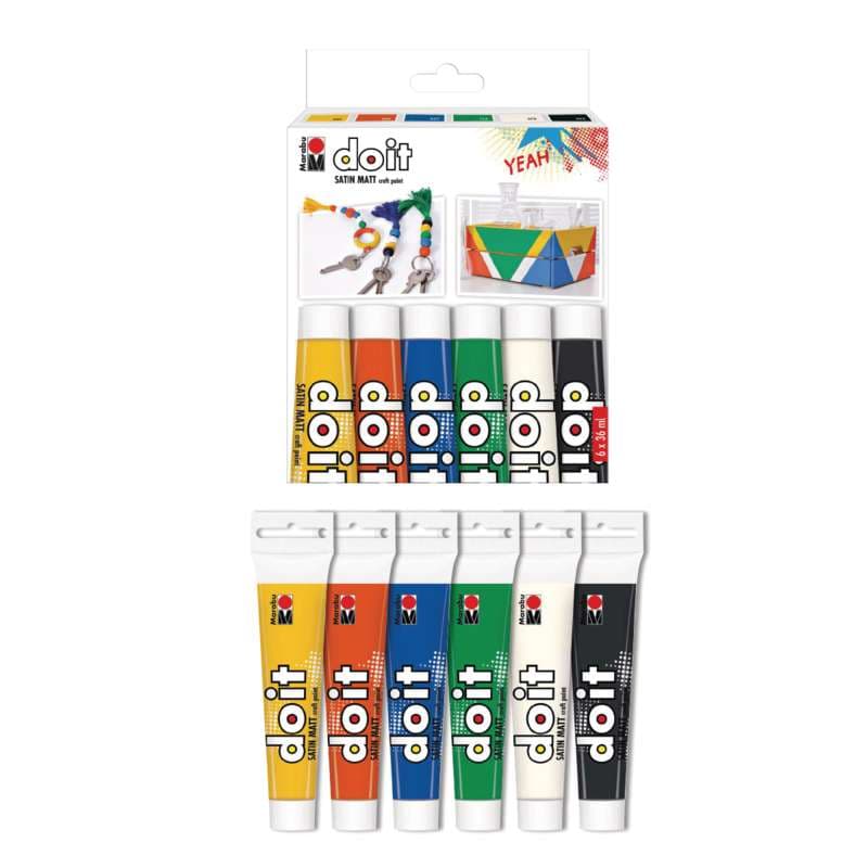 Marabu do it SATIN MATT craft Paint Acrylfarben-Sets, 36-ml-Tuben, 6 Farben, Set