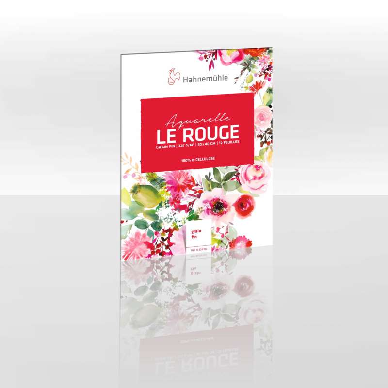 Moulin du Coq Aquarellpapier Le Rouge Block Jumbo, 30 cm x 40 cm, 325 g/m², fein, Block (4-seitig geleimt)