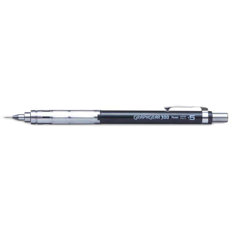 Pentel GraphGear 300 Druckbleistift, 0,5 mm, metallgefasste Spitze, Stifte einzeln