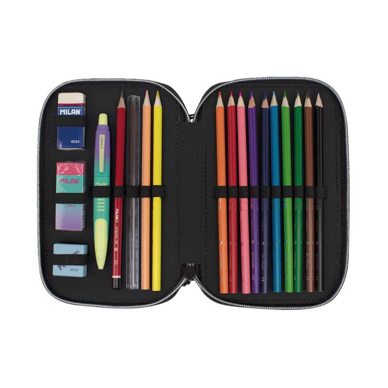 MILAN Sunset Serie Doppelmäppchen, komplett ausgestattet, Schwarz/ Pink