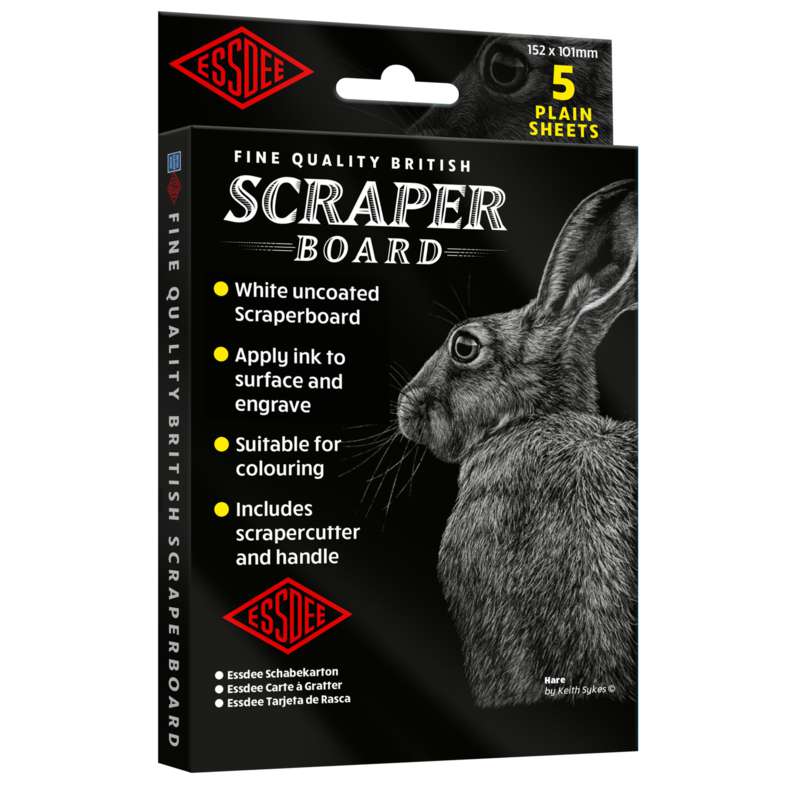 ESSDEE Englischer Schabekarton-Set, unbeschichtet, weiß, 152 x 101 mm, 5er-Pckg.
