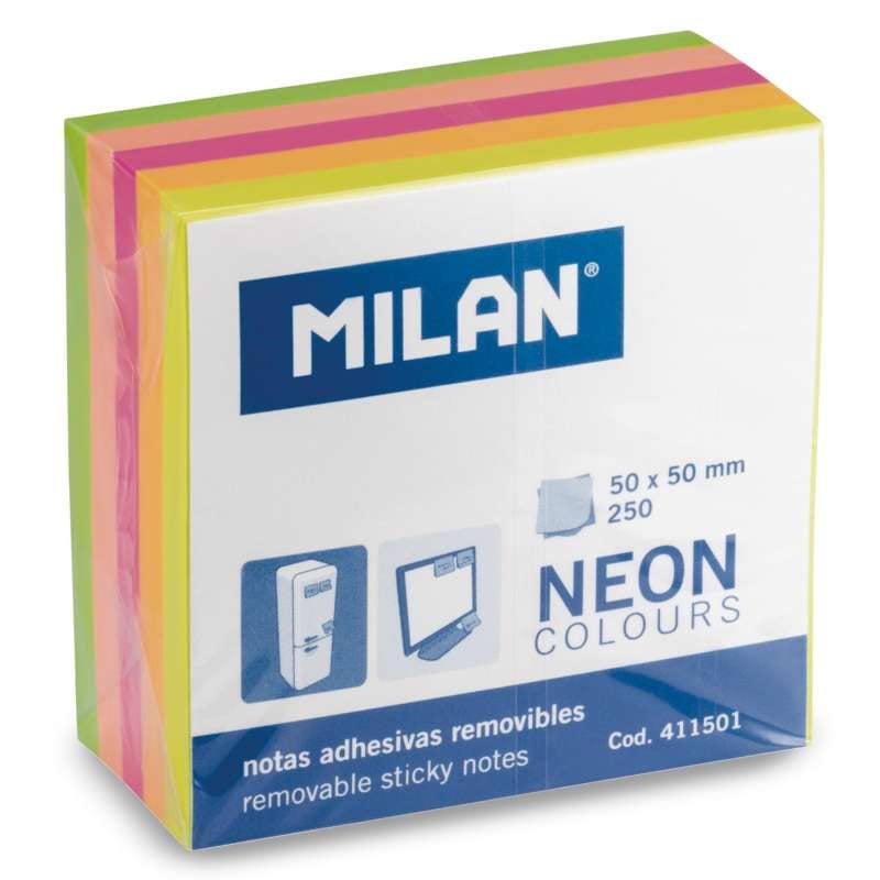 MILAN Haftnotizen, Neonfarben, Mini-Format, 250 Blatt, 50 mm x 50 mm
