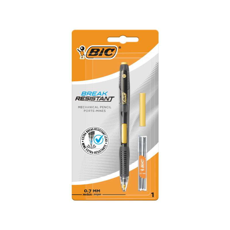 BIC Druckbleistift Break Resistant 0,7 mm mit 6 Ersatzminen